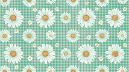 Seamless pattern of white Daisies Background Vector Background