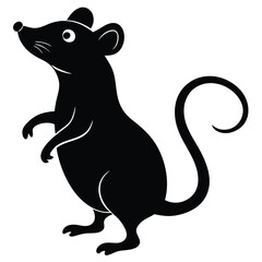 Mouse Silhouette Standing on Hind Legs Vector Graphic for Design and Illustration
