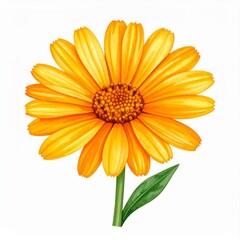 Bright Yellow Calendula Flower Illustration