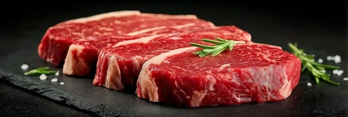 Raw Marbled Sirloin Slices Showcasing Culinary Gourmet Quality, Premium Beef for Food Photography