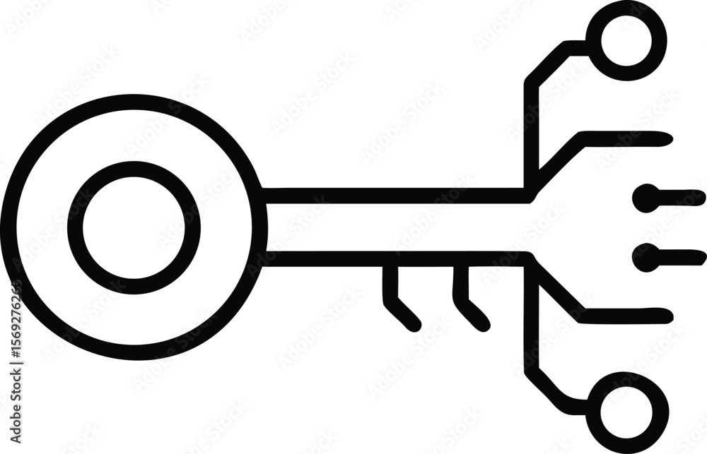 Poster digital key icon representing access to technology and data security