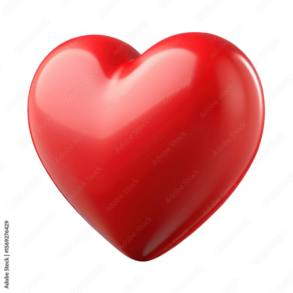 Poster 3d realistic red heart shape isolated on transparent background
