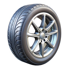 Obraz premium 3d realistic car wheel rim and tire isolated on transparent background
