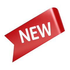 Red new tag isolated on transparent background