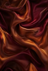 Elegant Abstract Silk Flow In Deep Wine Red And Ember Orange