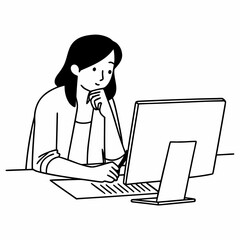 Working woman thinking about solution