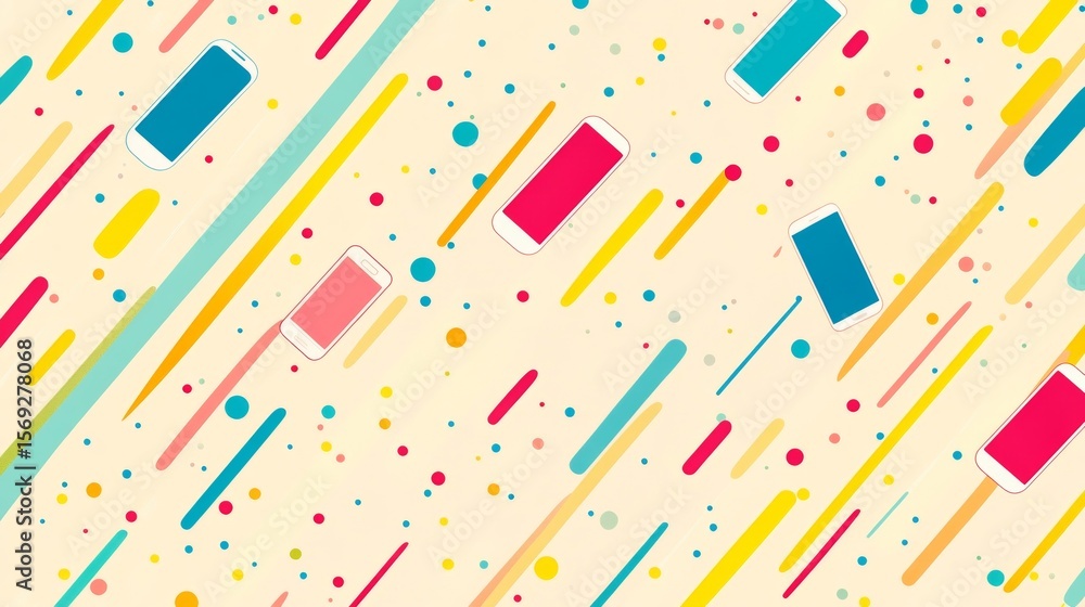 Poster dynamic technology canvas with colorful icons and mobile connectivity design for digital vibes