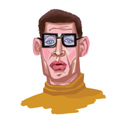 Portrait of an intelligent man in glasses vector