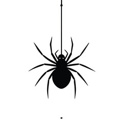Tiny spider silhouette hanging from a web perfect for Halloween or spooky designs