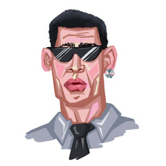 Obraz premium Portrait of a man from the office in black glasses vector