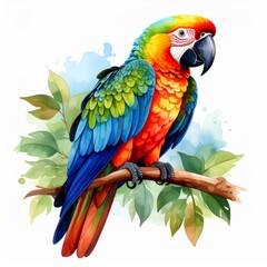 Fototapeta premium Vibrant Macaw Parrot Watercolor Painting