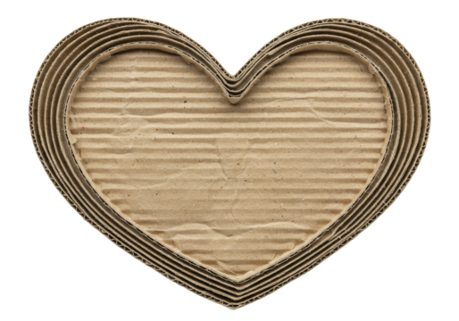 Isolated Heart Shape Cut from Cardboard Layers