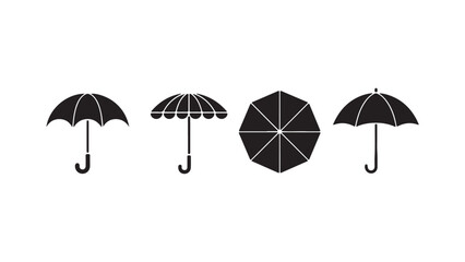 Umbrella Icon Set Four Stylish Designs for Vector Graphics