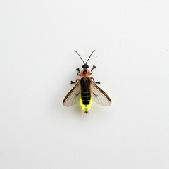 Firefly Insect Specimen Closeup Photography of Bioluminescent Beetle on White Background