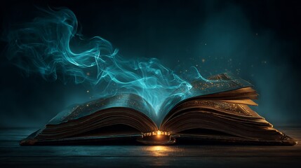 Magical Book with Fantasy, Mystery, Glow, and Smoke.