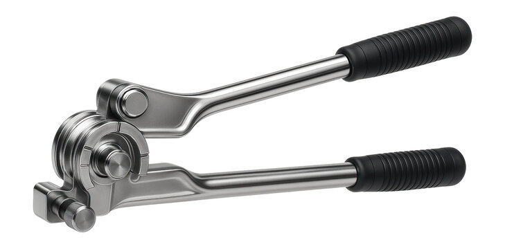 Manual tube bender with a precision machined steel die set, suitable for aerospace component fabrication.