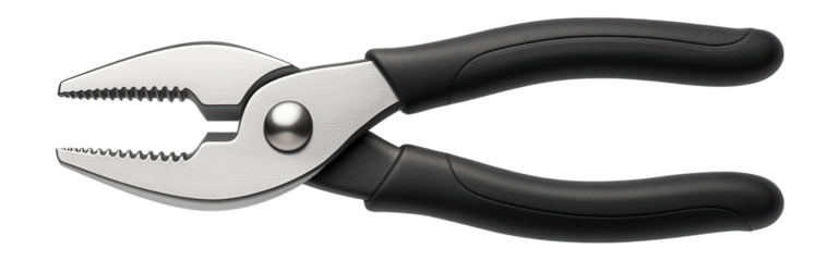 Wide-mouth welding pliers with serrated jaws for heavy-duty clamping in an automotive repair garage.