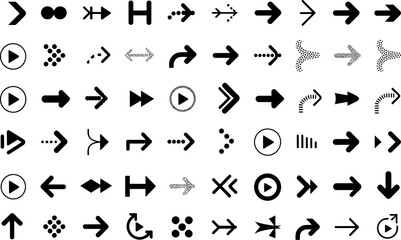 Vector arrow set collection of different arrow styles for web design use
