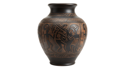 Ancient Style Carved Ceramic Vase.