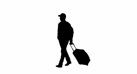 Traveler Silhouette with Suitcase – Airport Journey Vector