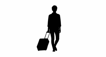 Traveler Silhouette with Suitcase – Airport Journey Vector