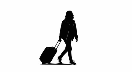 Traveler Silhouette with Suitcase – Airport Journey Vector