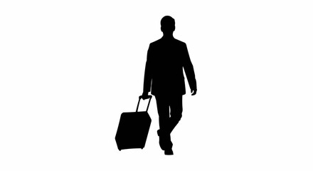Traveler Silhouette with Suitcase – Airport Journey Vector