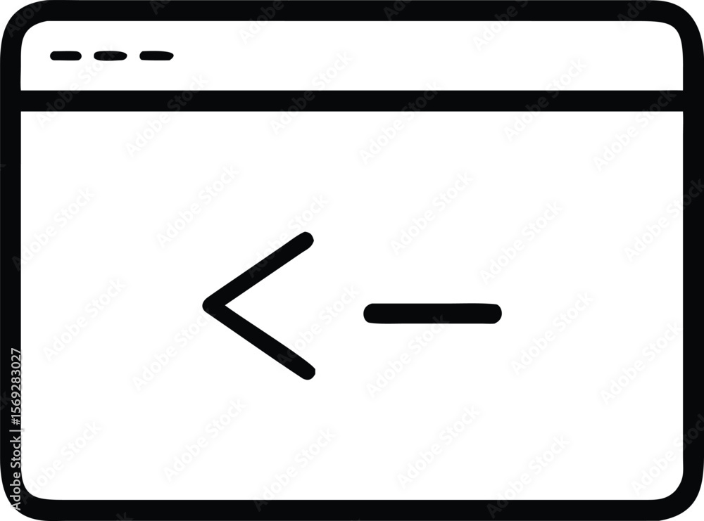 Fototapete Simple black and white icon representing a command line interface or terminal window