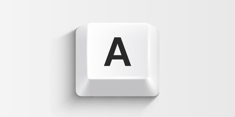 White computer key on white background. Vector illustration