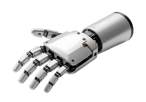 Robotic Prosthetic Hand isolated on transparent baackground