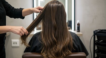 Hair salon visit Stylist  brunette client