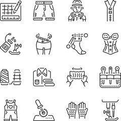 Pack of Textile Industry Line Style Icons 

