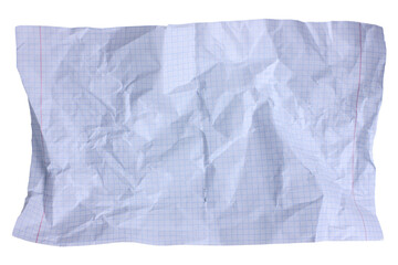 Obraz premium Crumpled grid paper sheet with texture and blank space.