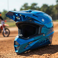 Blue Motocross Helmet Protective Gear for OffRoad Racing