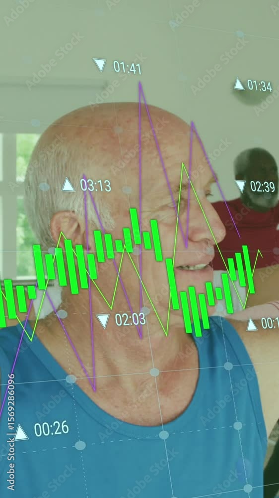 Poster Animation of data processing over diverse group of seniors exercising