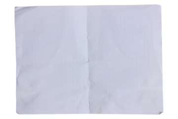 Blank white paper sheet with creases and folds.