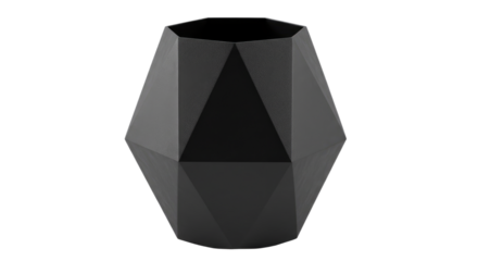Black Geometric Vase Isolated on White.