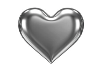 Isolated Reflective Silver Heart Symbol of Purity