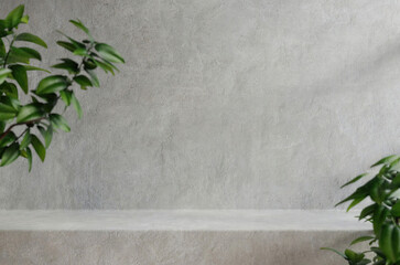 Concrete table counter with concrete grunge texture background.3d rendering