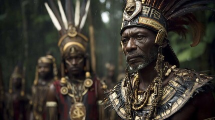 Obraz premium Mayan Warrior Amazon Rainforest Portrait.