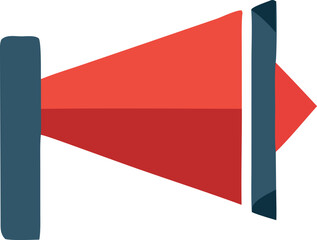 Abstract geometric representation of a red beam of light or energy emanating from a dark blue source towards a target