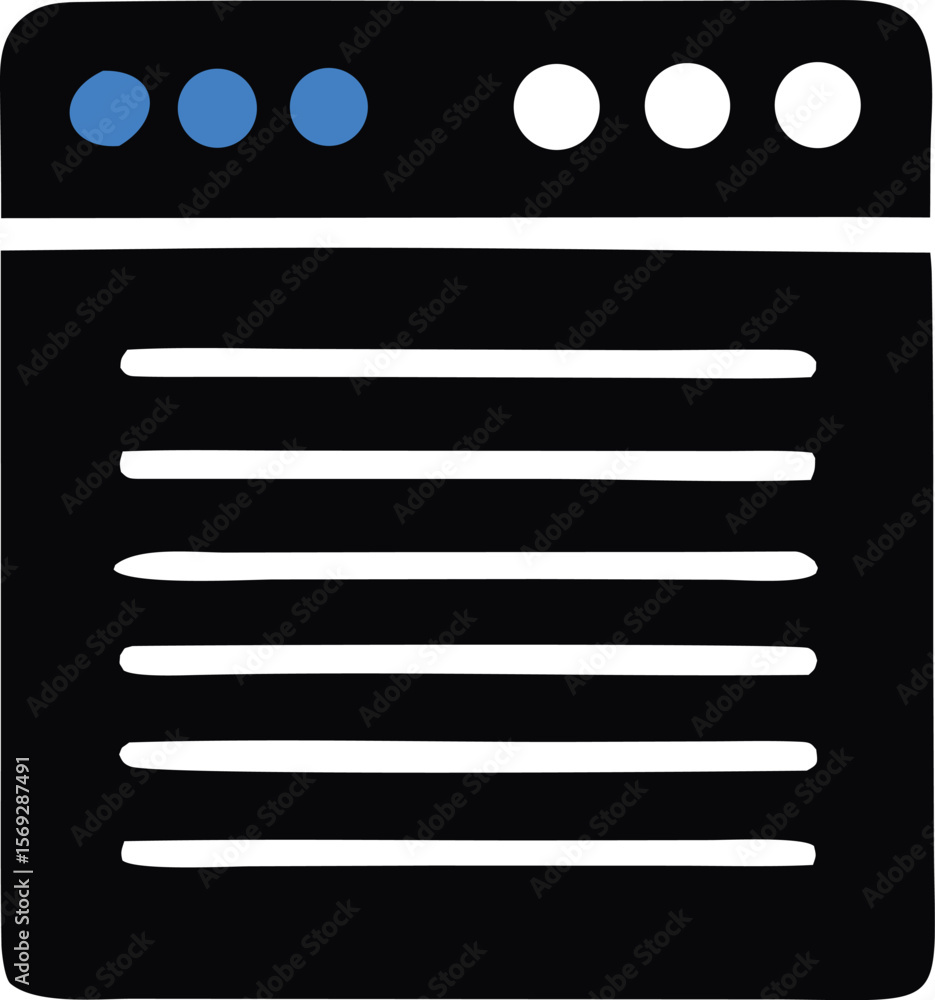 Aufkleber minimalist illustration of a browser window with blue and white dots and horizontal lines representi