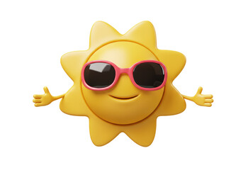 Isolated Cartoon Sun with Sunglasses Smiling