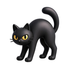 Playful black cat icon with striking yellow eyes, poised and ready to pounce