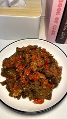 Delicious Spicy Indonesian Dish Sambal Goreng on Plate