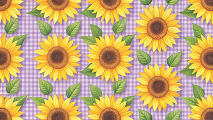 Seamless pattern Sunflower Vector Background