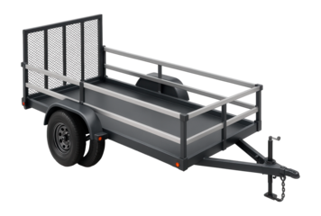 Tandem axle utility trailer with mesh ramp gate