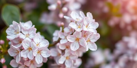 Delicate lilac and white blossoms, soft focus, floral painting, floral design, tranquil