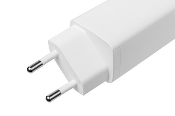 White plug adapter on white background.