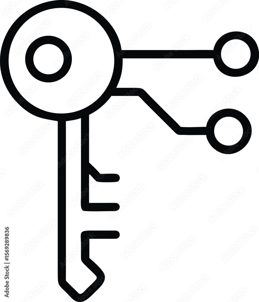 Poster Digital key icon representing access to technology and data security